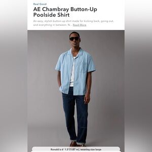 ✨NWT✨ AE Men’s Chambray button-up cotton shirt